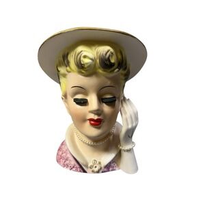Vintage 1950's Bradley Exclusives Japan Lady Pearls Head Vase